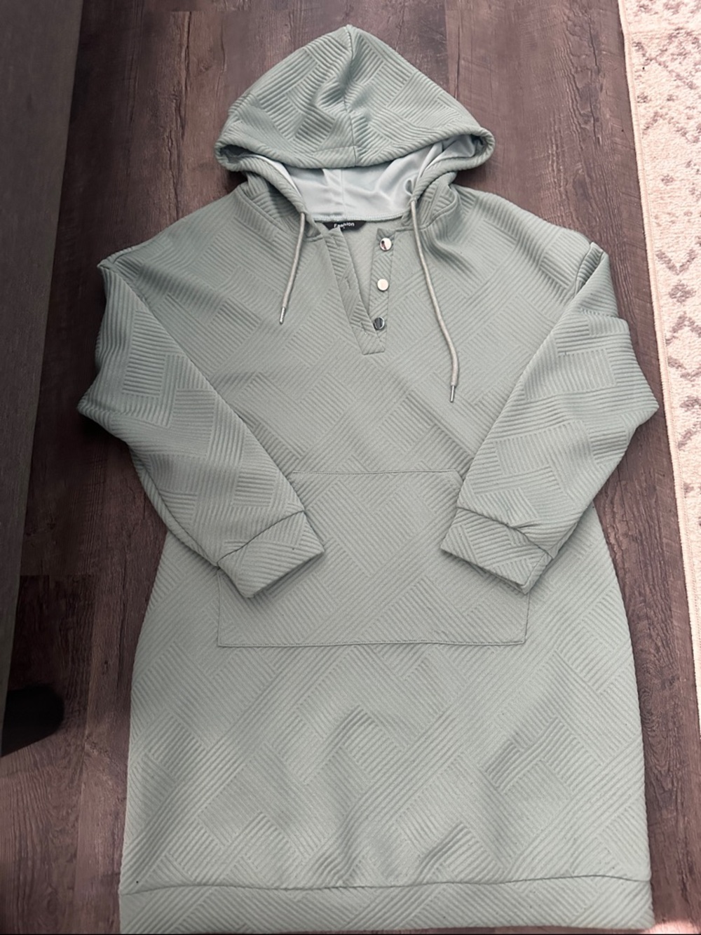 Men's Quilted Hoodie Sweater - Sage Green